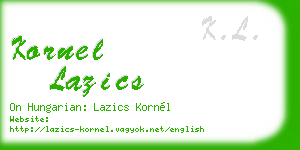 kornel lazics business card