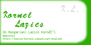 kornel lazics business card